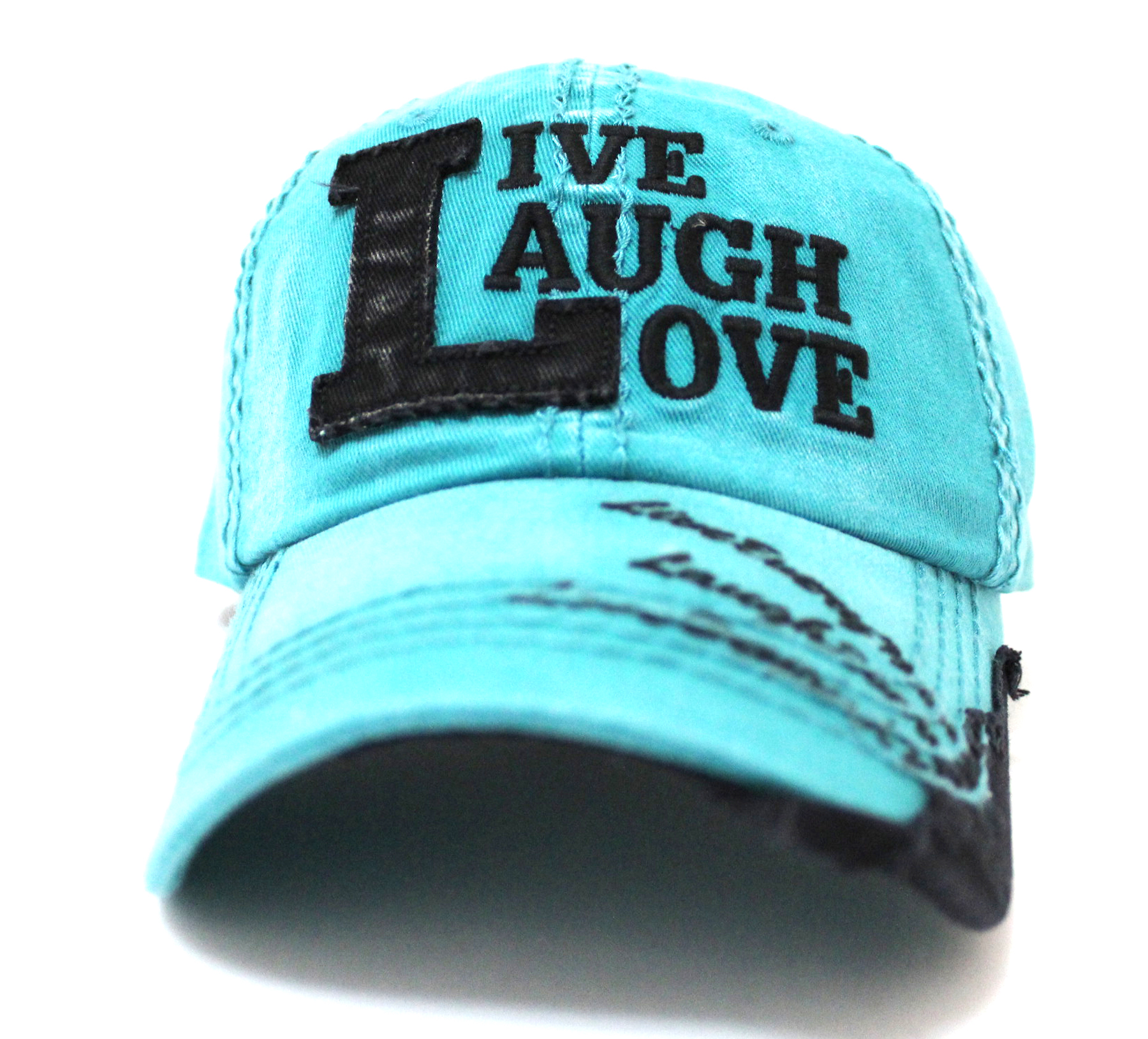 LIVE, LAUGH, LOVE VINTAGE CAP TURQUOISE